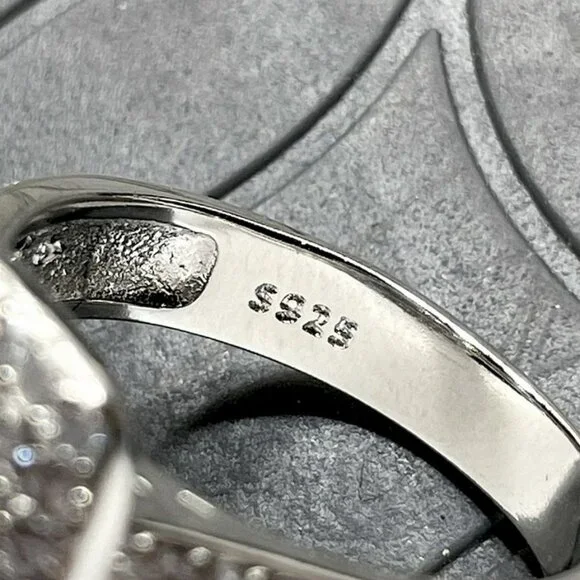 Braelynn Square Cushion Cut CZ Side Cross Sterling Silver Ring Size 6 Gift Boxed - Picture 4 of 11